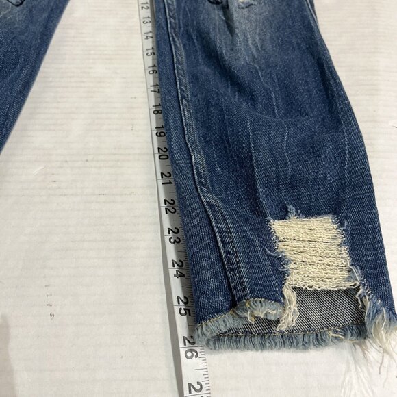 Hollister Denim Overalls Womens S Bib Distressed Tapered Leg Dark Wash 90s Y2K - Picture 4 of 9